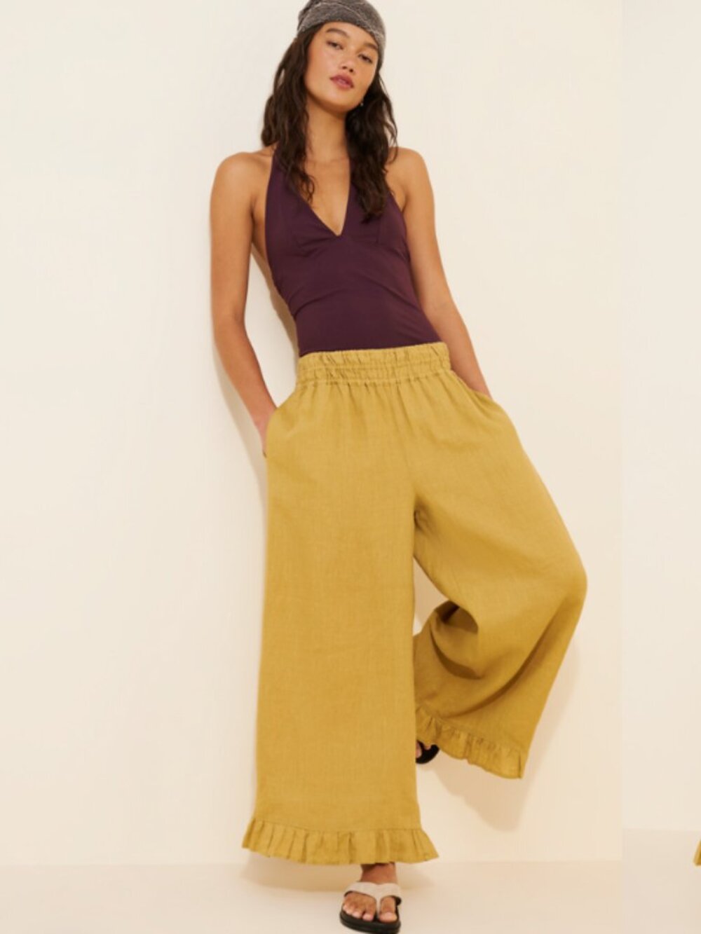 NWT Anthropologie Somerset Linen Petticoat Crop Pants